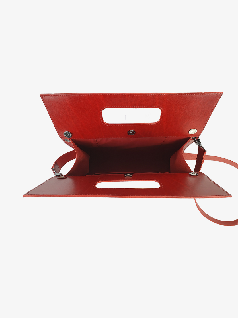 umhängetasche purismus red echtleder marina furin berlin